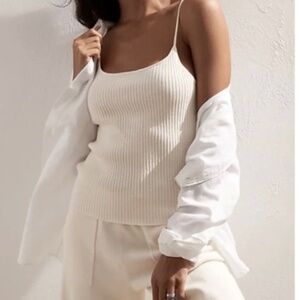 Banana Republic White Ribbed UV Resistant Sweater Tank Size M *NWT*